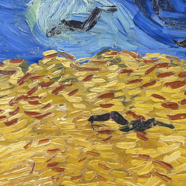 ゴッホ "カラスのいる麦畑" / アートポスター 絵画 横長 ブルー 風景 | iichi ハンドメイド・クラフト作品・手仕事品の通販