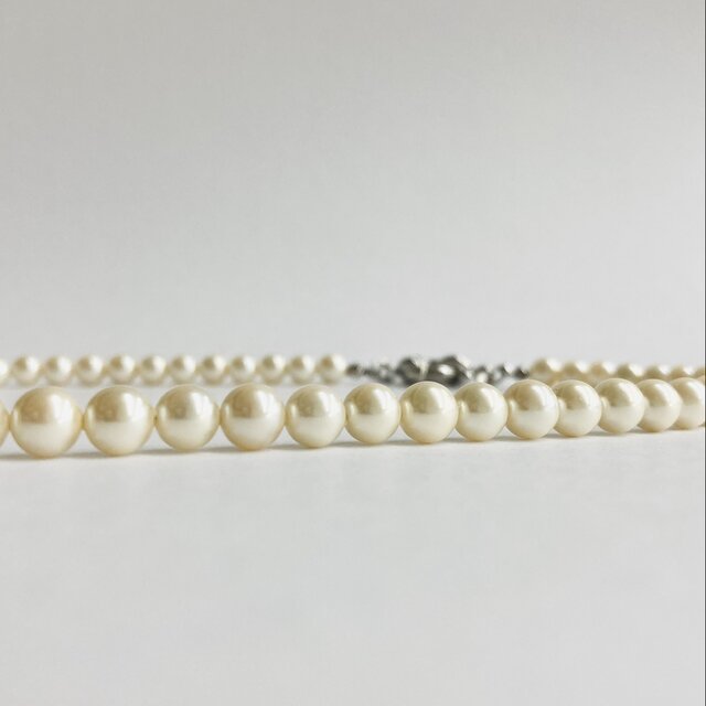 貝パールミディアムネックレス/6.5mm約50cm/クリーム/R/made in japan