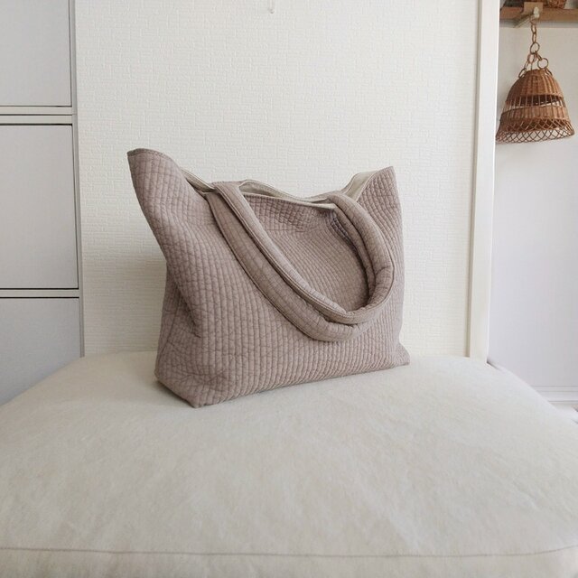 アーモンドヌビくったりトートバッグxl