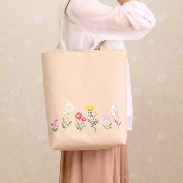 ♪ハンドメイド♪ 花刺繍トートバッグバッグ A4サイズ www.camfly.co.za