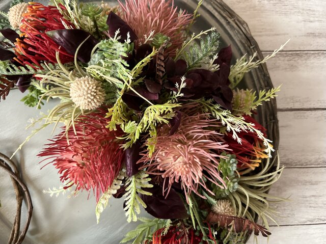 ピンクションと多肉のスワッグ インテリア 南国風 玄関 プレゼント