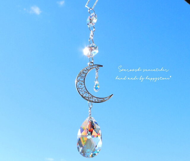 スワロフスキー雫と月のミニサンキャッチャー/シルバーorゴールド選択