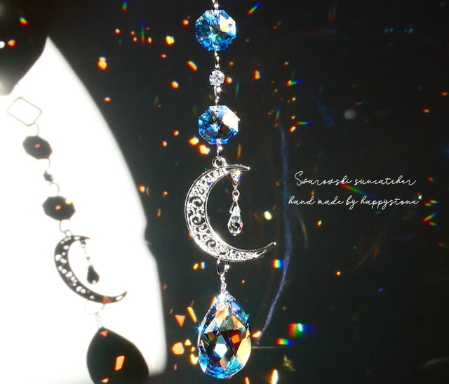スワロフスキー雫と月のミニサンキャッチャー/シルバーorゴールド選択