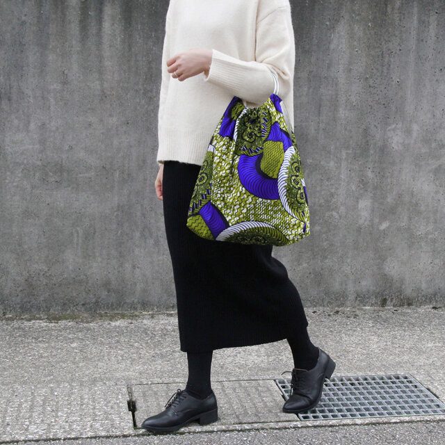 アフリカ布のリングハンドルバッグ｜大人可愛い お洒落