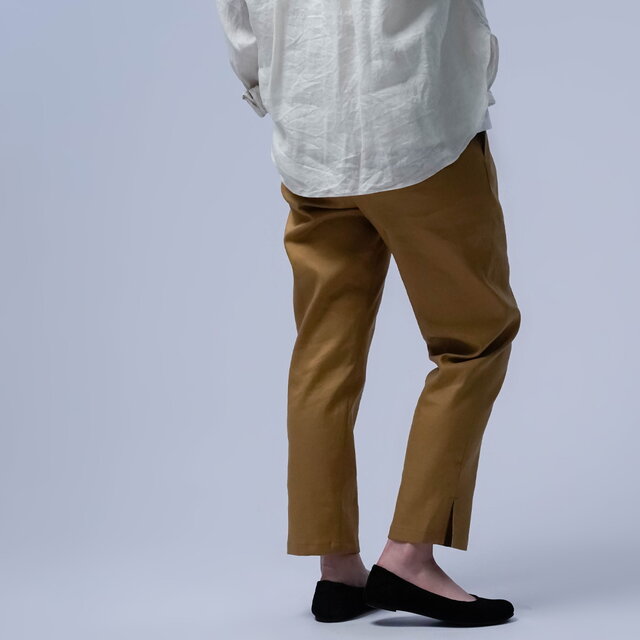 wafu/Mサイズ】リネンパンツ 麗しのサブリナパンツ 伸縮リネン