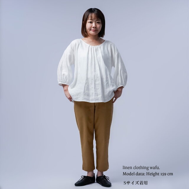 wafu/Mサイズ】リネンパンツ 麗しのサブリナパンツ 伸縮リネンソロ