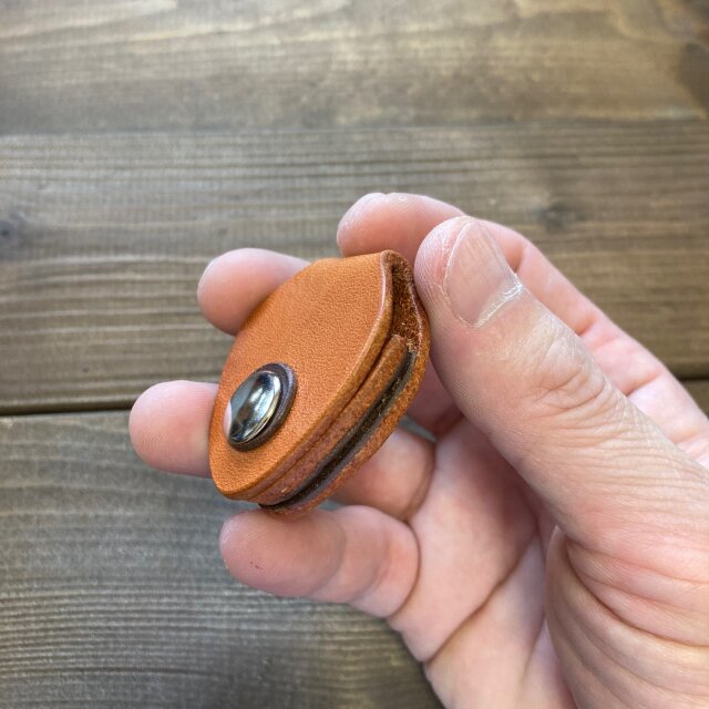 マチ付きポケットピックケース（キャメル×ダークブラウン）