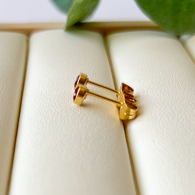 アンデシン×ゴールド シンプルベゼルスタッドピアス | iichi 日々の