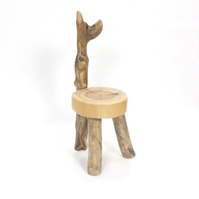 温泉流木】椅子型かわいい丸太の飾り台スタンド010かっこいい削れ枝 