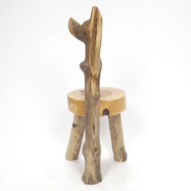 温泉流木】椅子型かわいい丸太の飾り台スタンド010かっこいい削れ枝