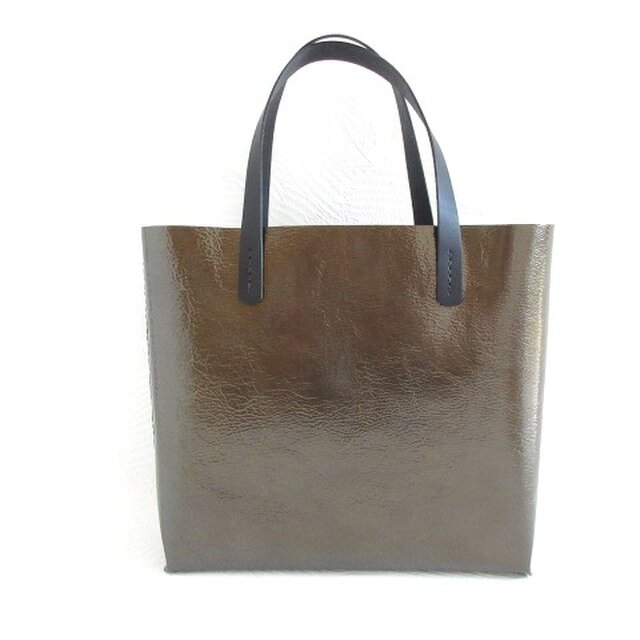 【アウトレットライン・Ⅱ】《エナメル》ハンドソーイング・ブロンズ・一枚革のミニトート・0240