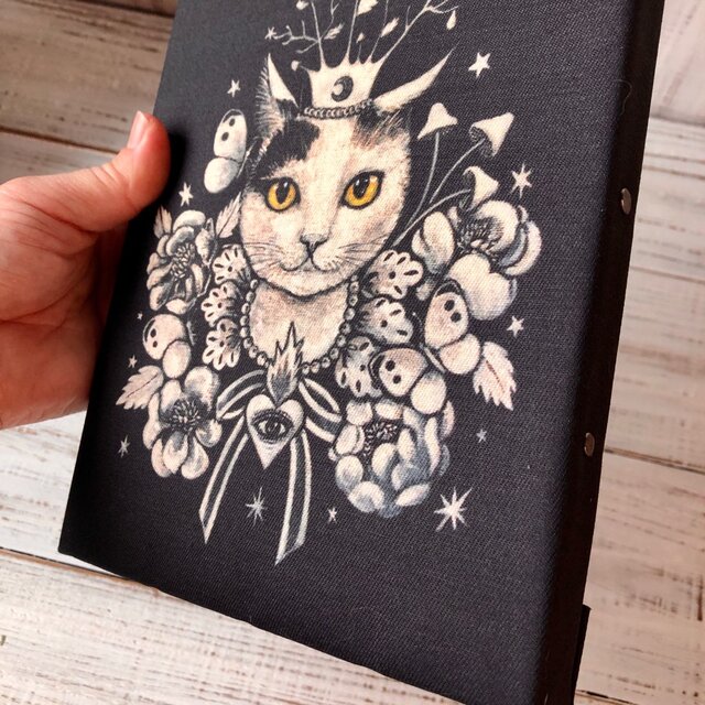 星月猫☆アート「Queen」絵画 木製パネル貼り SMサイズ複製画「005」猫 