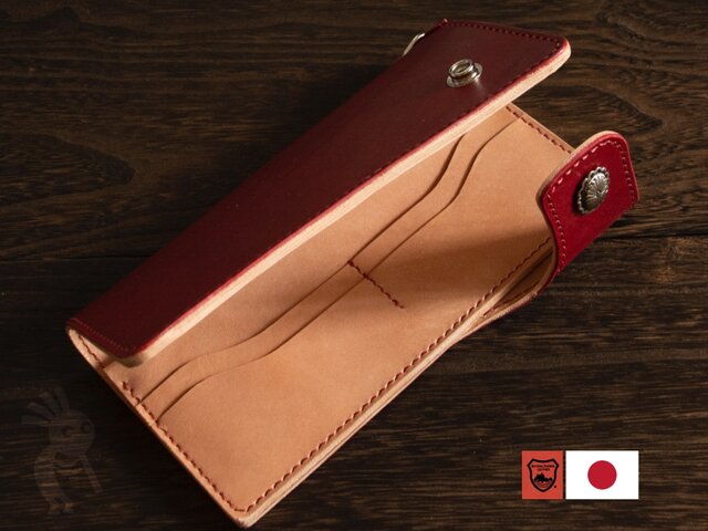 栃木レザー バイカーズウォレット レッド | iichi 日々の暮らし
