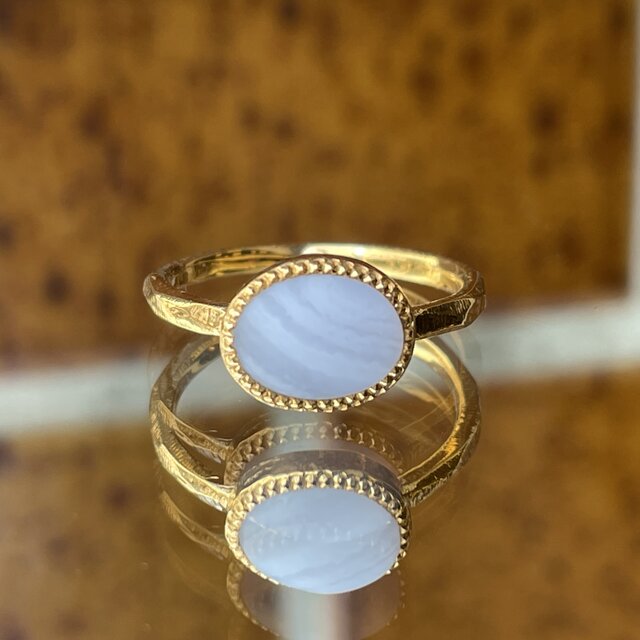 ブルーレース　アゲート　オーバルカボッション　マット　シルバーSV925リング