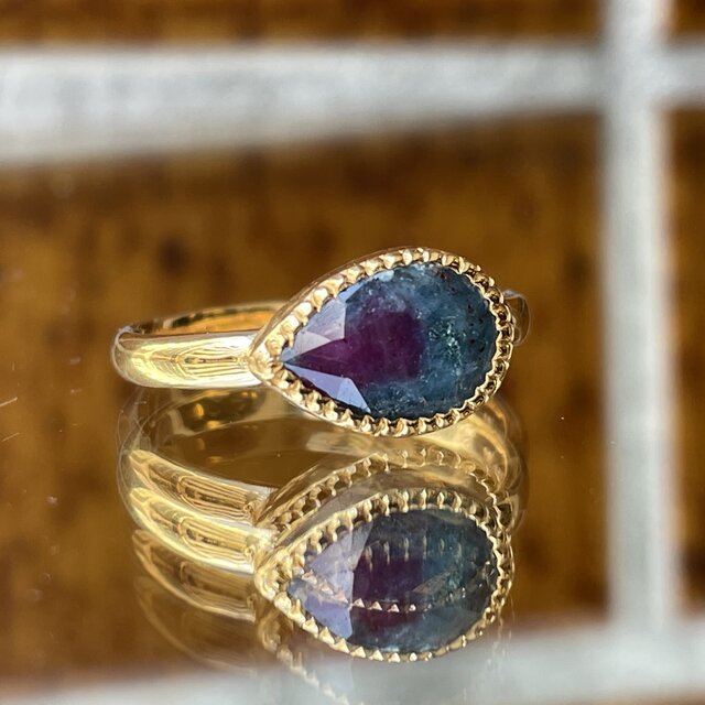 ルビー in カイヤナイト しずく 1.75ct シルバーSV925リング | iichi