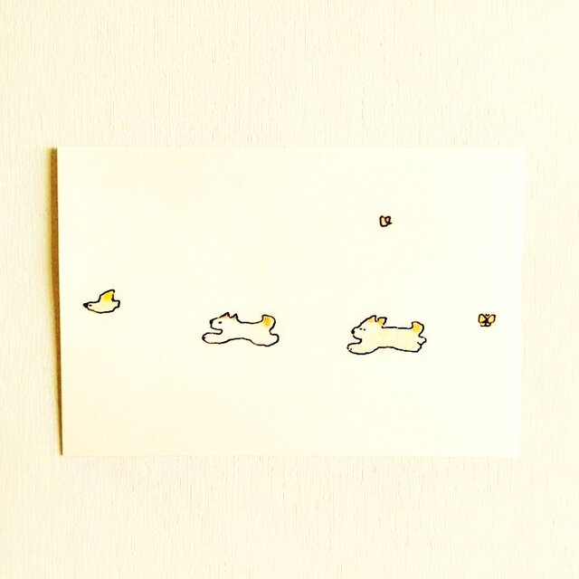 ポストカード「㉘追いかけっこ（鳥）」3枚～　絵葉書｜紙雑貨｜イラスト
