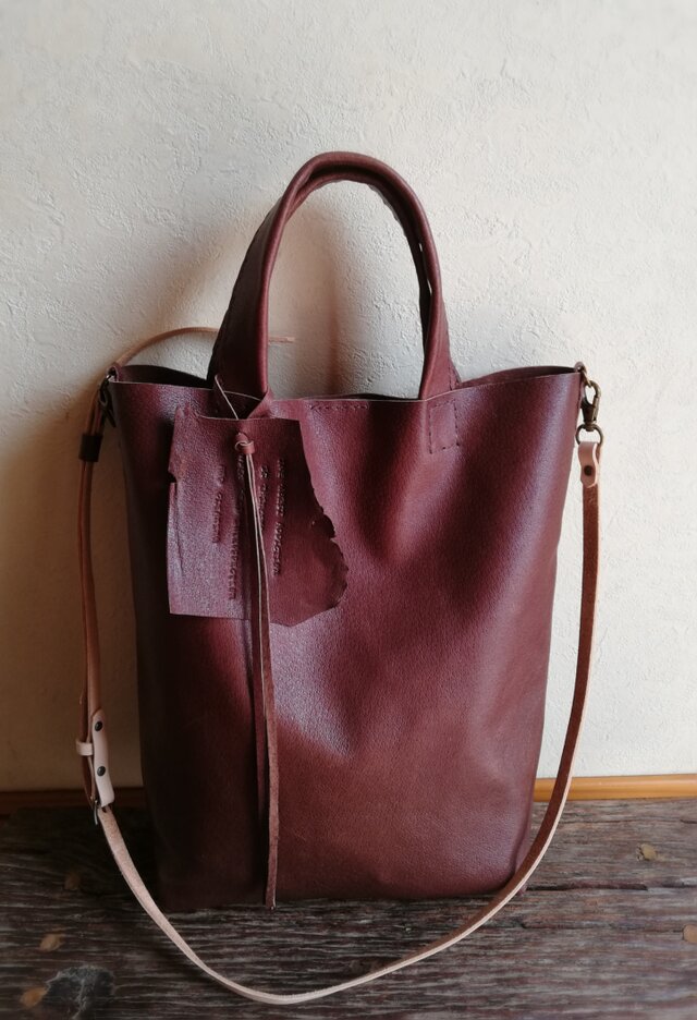shoulder tote 　チョコレート　ピッグスキンレザー