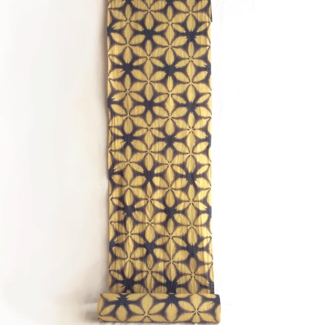 麻混スラブ知多木綿反物12.5m 黒の抜染雪花絞り 草木染地色 | iichi