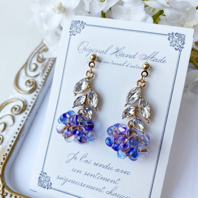 大人のチェコビーズ・輝くガラスの花ピアス5 | iichi 日々の暮らしを