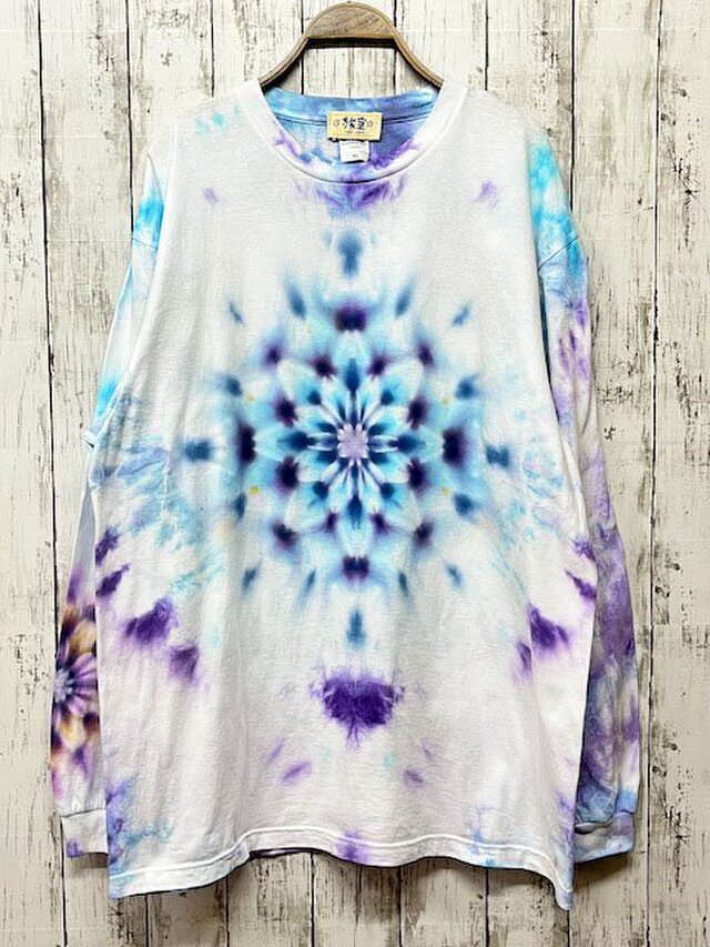 タイダイ染め 長袖Tシャツ　XLサイズ 　曼荼羅 　ブルーパープル　ムラ染め　HIPPIES DYE新作　 HD19-52
