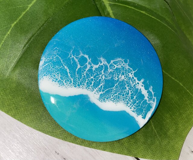 クラロウォールナット×藍色レジンアートコースター クラロウォールナット×藍色レジンアートコースター