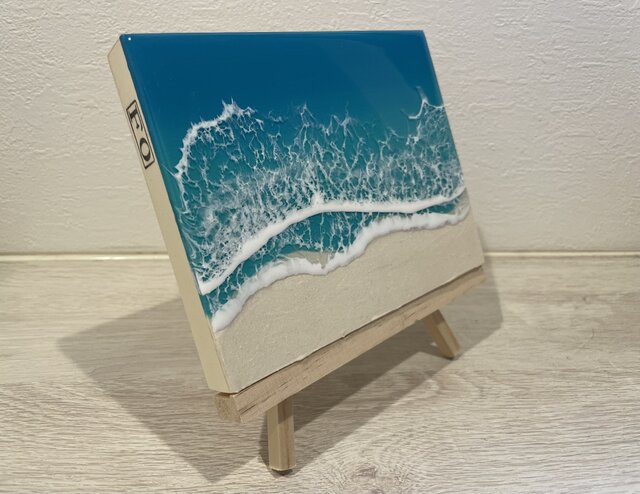 レジン波アート オーシャンアート 海の絵 OceanBlue サムホール