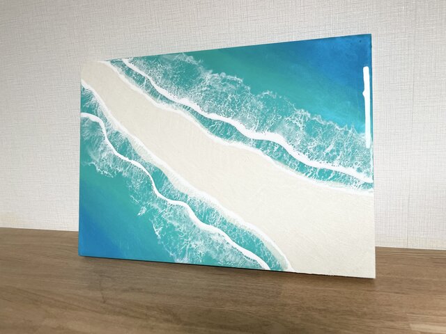 オーシャンアート 波レジンアート A3サイズ 海 ターコイズブルー