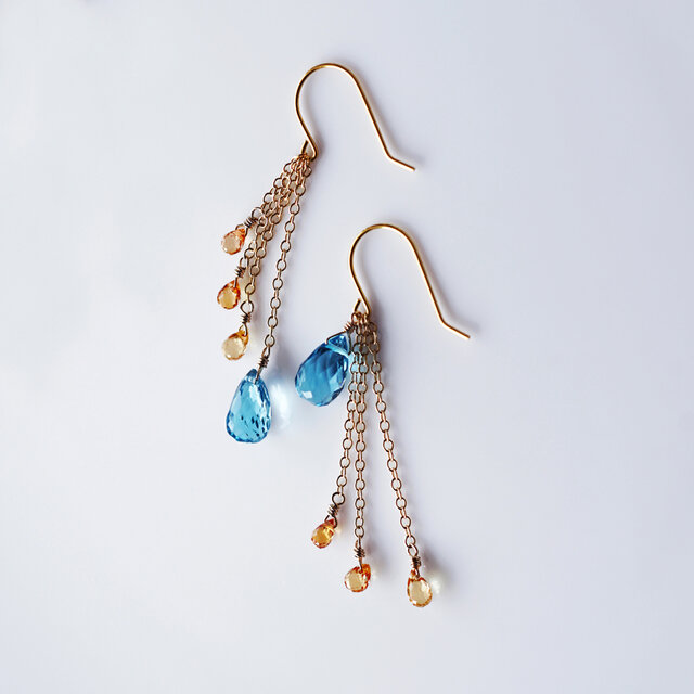 ブルートパーズのシャンデリアピアス 楽天市場】18金 シャンデリアピアス ブルートパーズ ピアス