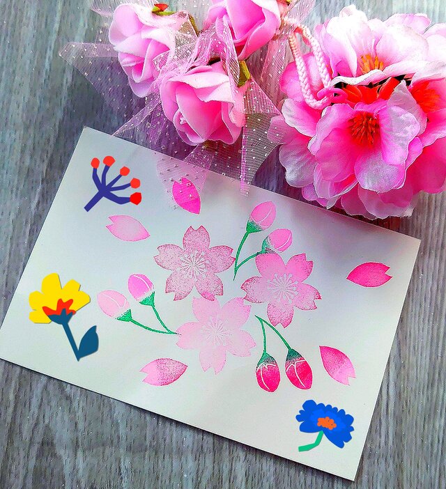 消しゴムはんこ「さくら・桜‣サクラ⑤」3個