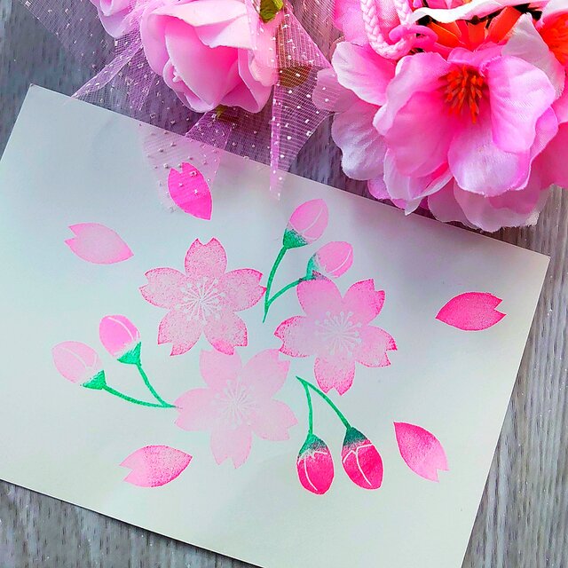 消しゴムはんこ No.44 さくらのリース 消しゴムはんこ No.44 さくらのリース 雑貨・ステーショナリー