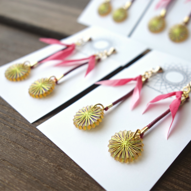 線香花火の夏ピアス｜揺れる花火モチーフの絹糸イヤリング｜大人の浴衣