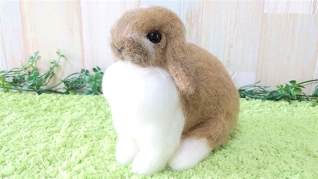 えみりさま確認用 羊毛フェルト オーダー「リアルで可愛いうさぎちゃん」ロップイヤ ロップイヤー様オーダー品】羊毛うさぎ*Lサイズ | iichi 日々の暮らし