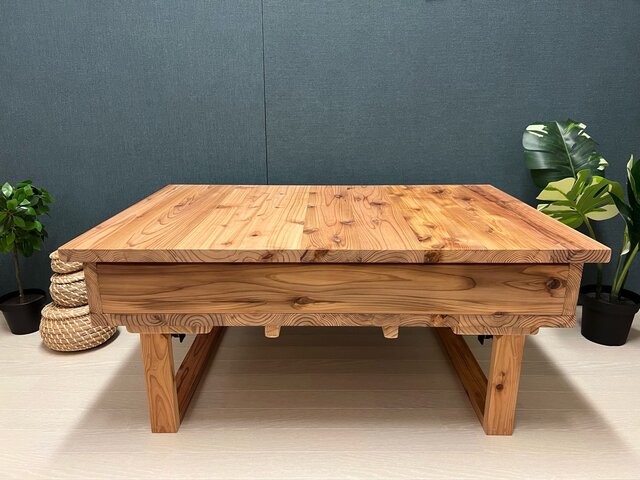 【オーダー】 ローテーブル 長方形 140cm 80cm 杉 折畳み脚 木組 角 オーダー】 ローテーブル 長方形 140cm 80cm 杉 折畳み脚 木組 角 送料