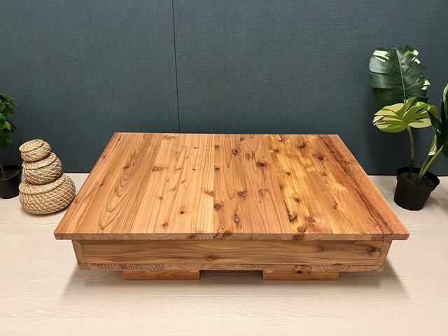 送料無料】 ローテーブル 長方形 90cm 60cm 2way 隠し収納 杉 木