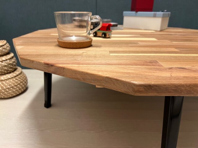 送料無料】 ローテーブル 12角 90cm アカシア 折りたたみ脚