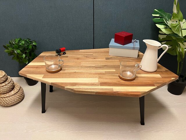 送料無料】 ローテーブル 変形 90cm アカシア 折りたたみ脚