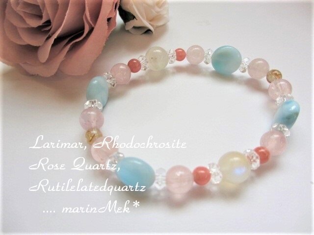 marinMek*】ラリマー、インカローズ、ムーンストーン、ルチル