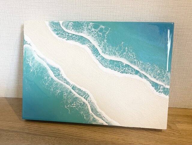 sayaka様オーダーオーシャンレジンアート【B5パネル5枚組】 オーシャンアート 波レジンアート B5サイズ 海 ターコイズブルー