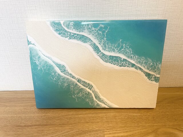 オーシャンアート 波レジンアート B5サイズ 海 ターコイズブルー