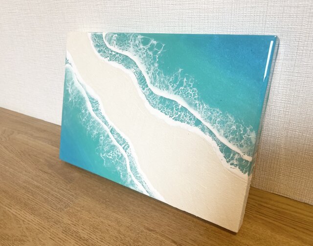 オーシャンアート 波レジンアート B5サイズ 海 ターコイズブルー