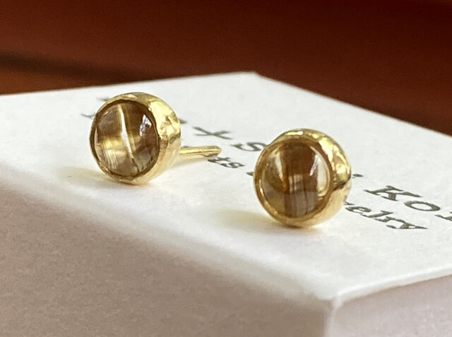 ルチルのピアスたん！かわいい！ ピアス レディース 18金 ルチルクォーツ 18k アクセサリー