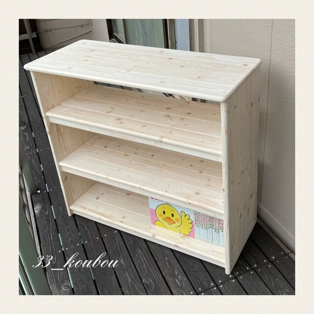 ★彡【新品】通常サイズ　ワトコオイル（ホワイト）ワイドA　絵本棚　ハンドメイド ☆彡W82＆D32 ホワイト（ワトコオイル） ワイドA小棚ナシ