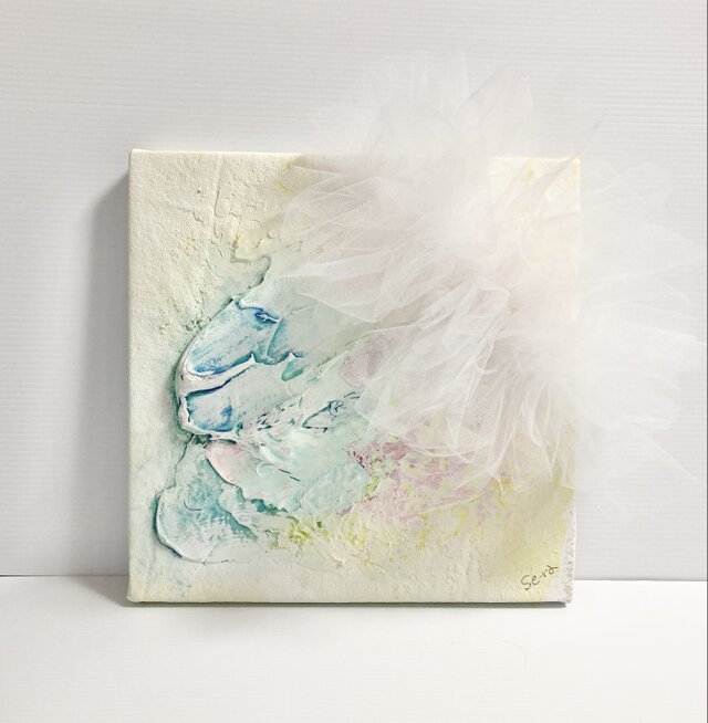 Midnight flower （信念の花）白 花 ピンク ブルー 抽象画 現代アート