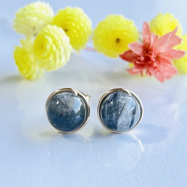 14kgfガーデンクォーツ・ルビーピアス/イヤリング