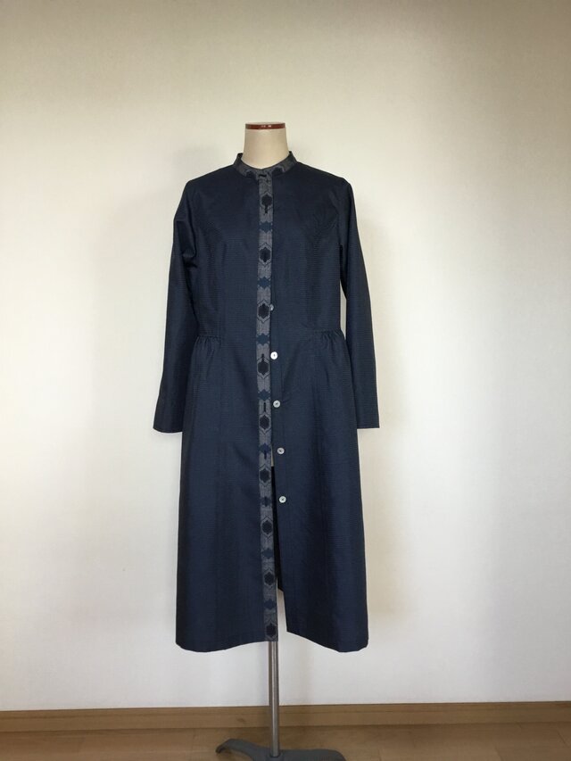 大島紬のワンピース　　　　着物リメイク