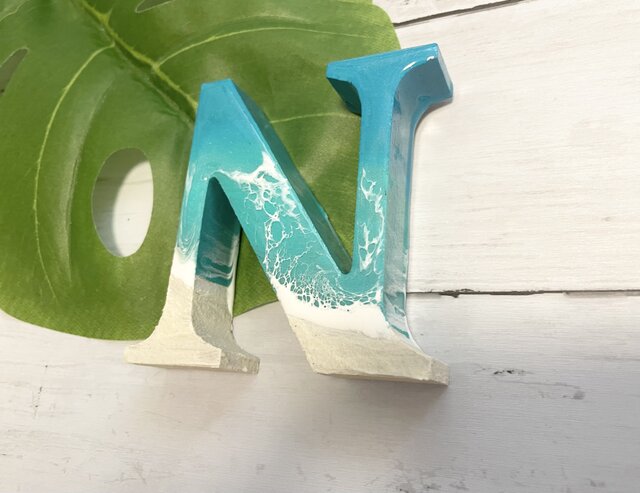 オーシャンアート 波レジンアートアルファベット N 海