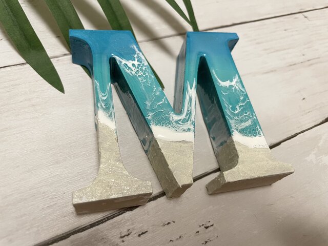 オーシャンアート 波レジンアートアルファベット M 海 ウェルカム