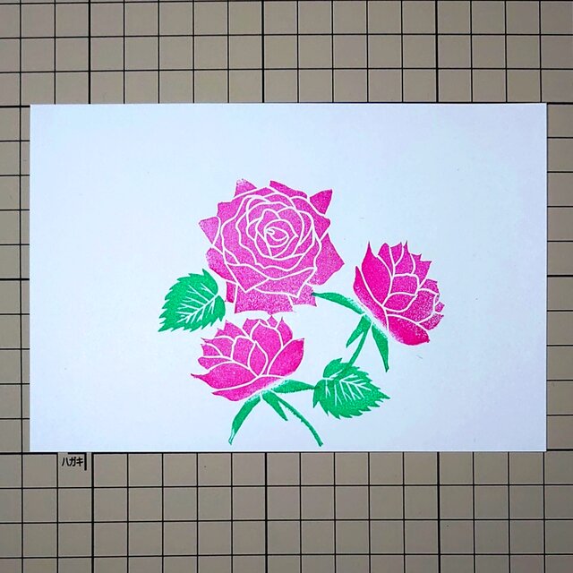 消しゴムはんこ 薔薇 - 文房具・ステーショナリー