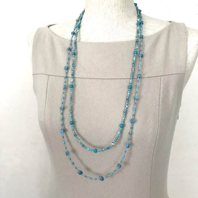 さざれ石 ロングネックレス ターコイズブルー | iichi 日々の