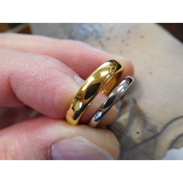 純金 プラチナ鍛造の結婚指輪シンプル 甲丸リング 光沢 メンズ